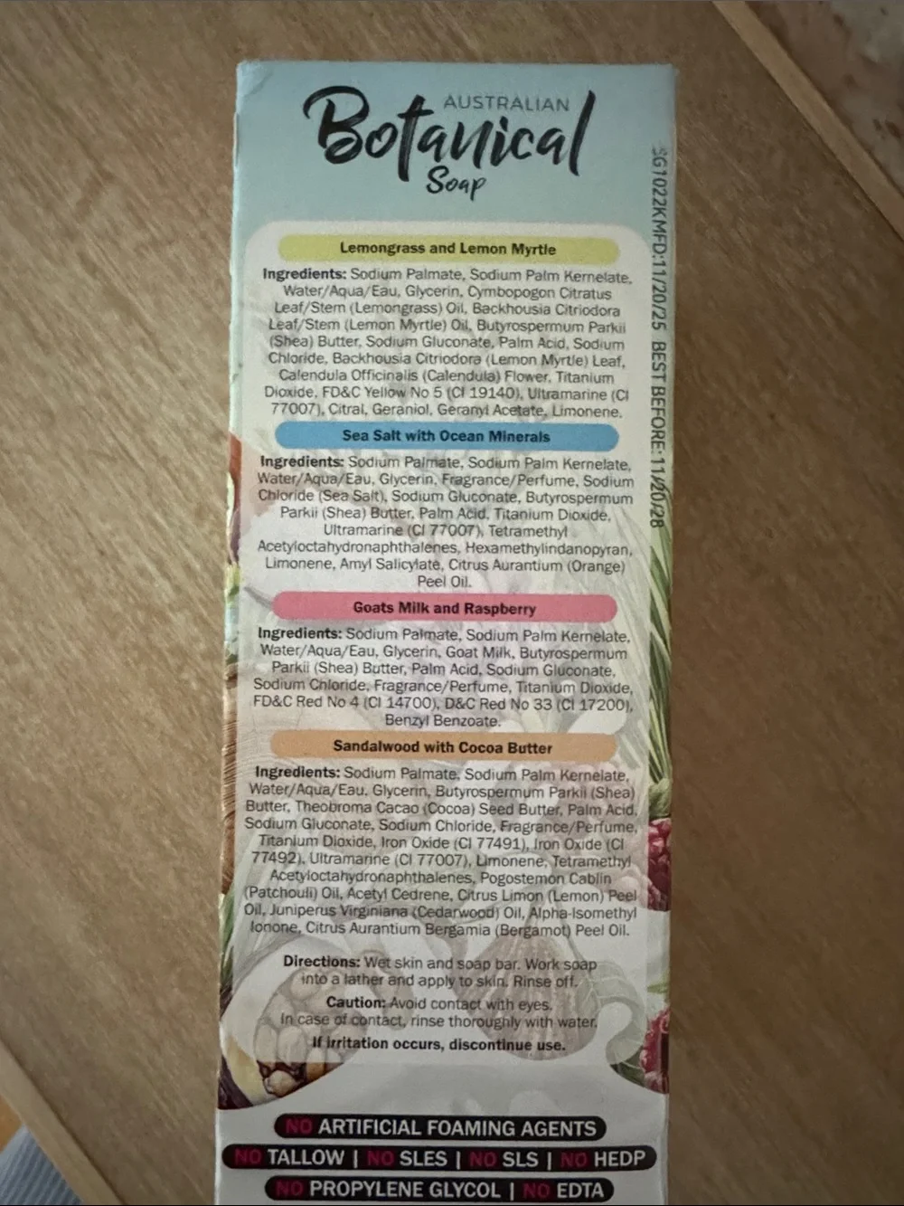 Australian Botanical Soap Bars Assorted Colors 8 Bars 3.4lbs